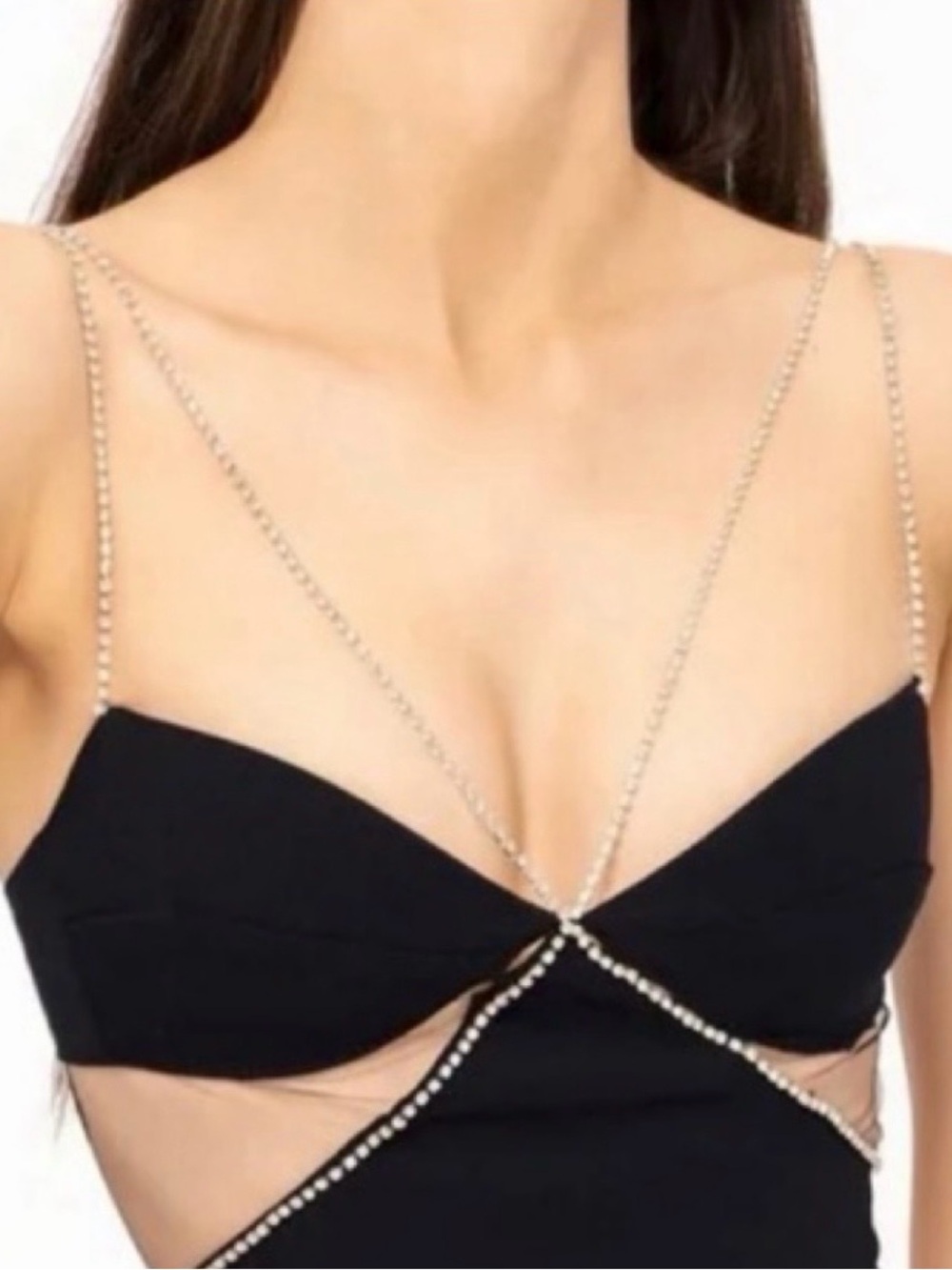 Heiress Beverly Hills Diamanté Strap Crop Top